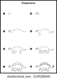 How Draw Stegosaurus Step By Step Stock Vector (Royalty Free ...