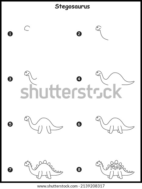 How Draw Stegosaurus Step By Step Stock Vector (Royalty Free ...