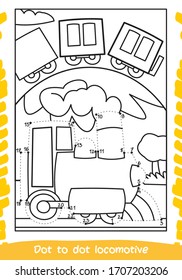 How To Draw Train . Drawing For Children. Dot to Dot Transportation