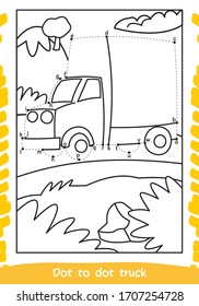 How To Draw Truck . Drawing For Children. Dot to Dot Transportation