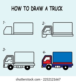 How to draw a Truck. Good for drawing child kid illustration. Vector illustration	
