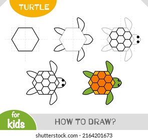 How to draw Turtle for children. Step by step drawing tutorial. A simple guide to learning to draw