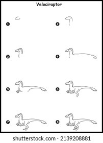 How to draw Velociraptor step by step drawing vector