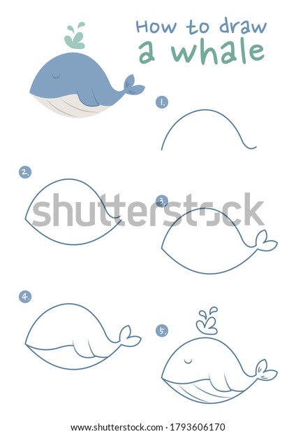 How Draw Whale Vector Illustration Draw Stock Vector (Royalty Free