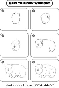 How to Draw Wombat  Step by step drawing page for kids