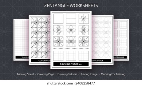How to Draw a Zentangle. Step by Step Drawing Tutorial. Draw Guide. Simple Instruction for Kids and Adults. Vector eps 10.
