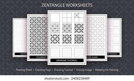 How to Draw a Zentangle. Step by Step Drawing Tutorial. Draw Guide. Simple Instruction for Kids and Adults. Vector eps 10.
