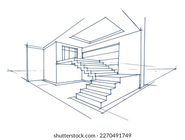 How to drawn stairs in 3d view vector for illustration, decoration, design idea