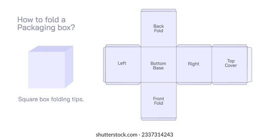 How to fold a box using cardboard vector. delivery package crate box cutting line image.