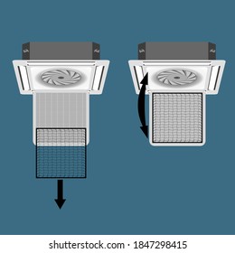 how to get the filter out of the cassette air conditioner