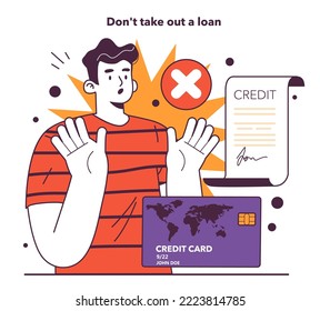 How to get through a recession. No loan as a risk management in conditions of economic stagnation. Economic activity decline, wealth-saving actions. Flat vector illustration