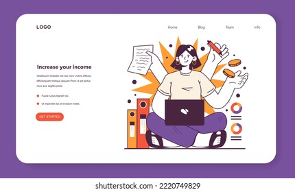 How to get through a recession web banner or landing page. Income increase as a risk management in conditions of economic stagnation. Wealth-saving actions. Flat vector illustration