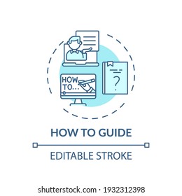 How to guide concept icon. Online library helpline idea thin line illustration. Free tutorial how to get information. Digital Library. Vector isolated outline RGB color drawing. Editable stroke