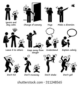 How To Handle Baby Kid Child Tantrum Outburst Stick Figure Pictogram Icons