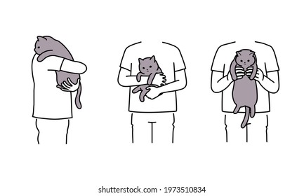 How to hug a cat. good and bad examples.