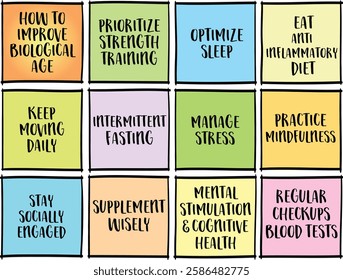 How to improve biological age - set of inspirational notes with tips and guidelines.