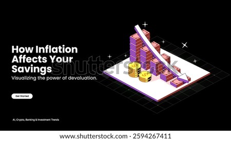 How Inflation Affects Your Savings–Rising Prices and Money Value Decline Illustrated with Inflation Trends, Graphs, and Cost Comparisons | Economic Finance Vector Design