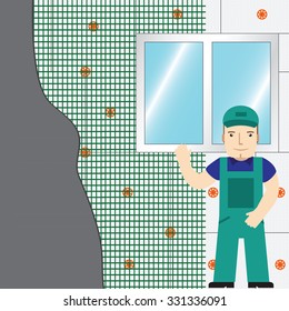 How to Insulate a Wall. Finish. Vector.