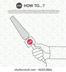 How to make? - Interview (hand holding microphone) - Line drawing, website design, banner and slide