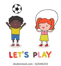 How kids are playing together vector illustration isolated