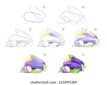 Wie man lernt, Skizze des Stilllebens mit Auberginen zu zeichnen. Erstellung Schritt für Schritt Aquarellmalerei. Bildungs-Seite für Künstler. Lehrbuch zur Entwicklung künstlerischer Fähigkeiten. Online-Bildung.