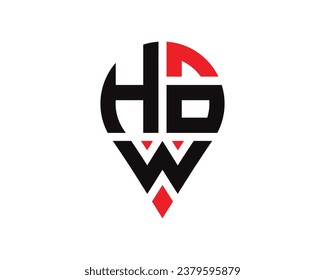 HOW letter location shape logo design. HOW letter location logo simple design.