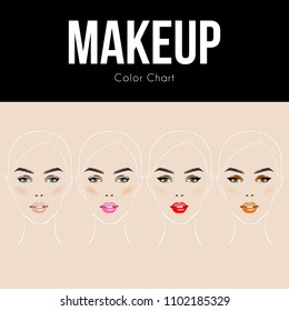 How to make ideal color chart for a make-up eyeliner tutorial. The technique of contour of the eyeliner and covering of mascara, a model of a pretty woman. Makeup with beautiful women with lipstick