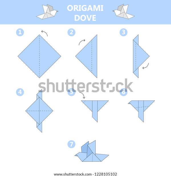 How Make Origami Dove Guide Instruction Stock Vector