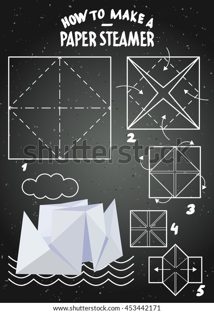 How Make Paper Steamer Origami Ship Stock Vector Royalty Free 453442171
