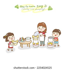 How to make zongzi sticky rice dumpling.