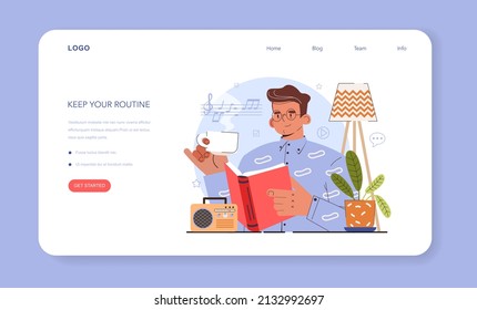How to manage stress instruction concept. Keeping a daily routine. Frustrated character with anxiety and confusion. Psychological support, emotional help. Flat vector illustration
