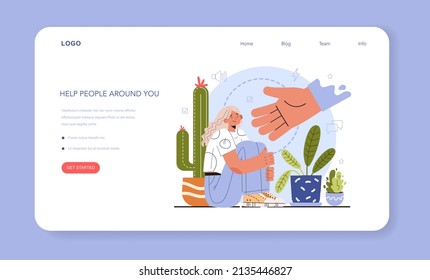 How to manage stress instruction concept. Take care and help people around you. Frustrated character with anxiety and confusion. Psychological support, emotional help. Flat vector illustration