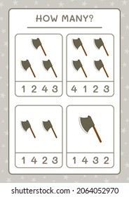 How many Ax, game for children. Vector illustration, printable worksheet