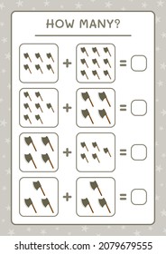 How many Ax, game for children. Vector illustration, printable worksheet