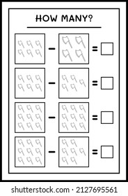 How many Ax, game for children. Vector illustration, printable worksheet