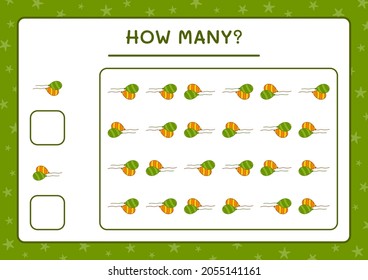 How many Balloon, game for children. Vector illustration, printable worksheet