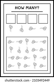 How many Balloon, game for children. Vector illustration, printable worksheet