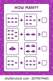 ¿Cuántos Bat, juegos para niños? Ilustración del vector, hoja de cálculo imprimible