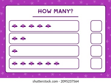 How many Bat, game for children. Vector illustration, printable worksheet