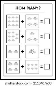 How many Bat, game for children. Vector illustration, printable worksheet
