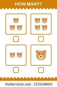 How Many Bear face. Worksheet for kids