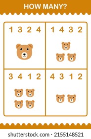 How Many Bear face. Worksheet for kids