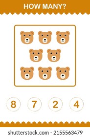 How Many Bear face. Worksheet for kids