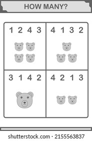 How Many Bear face. Worksheet for kids