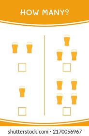 How many of Beer, game for children. Vector illustration, printable worksheet