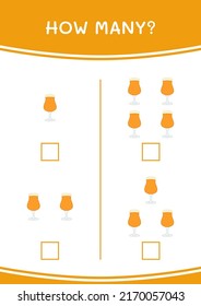 How many of Beer, game for children. Vector illustration, printable worksheet