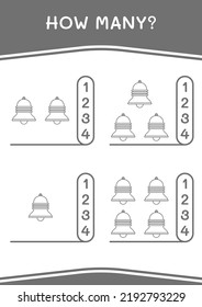 How many of Bell, game for children. Vector illustration, printable worksheet