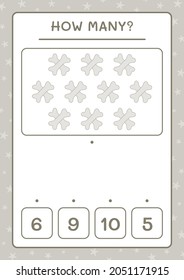 How many Bone, game for children. Vector illustration, printable worksheet