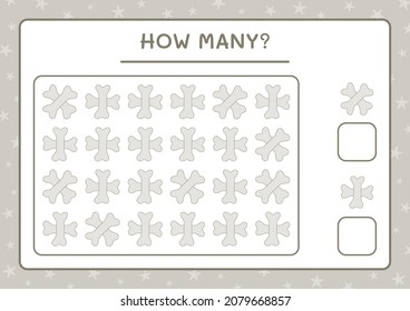 How many Bone, game for children. Vector illustration, printable worksheet