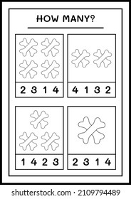 How many Bone, game for children. Vector illustration, printable worksheet